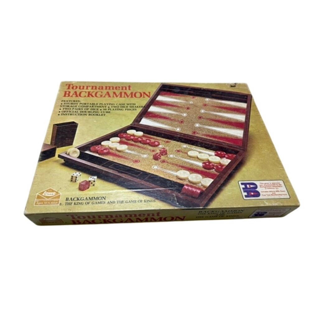 Vintage 1973 Lowe Tournament Backgammon Board Game Missing 1 Red Dice